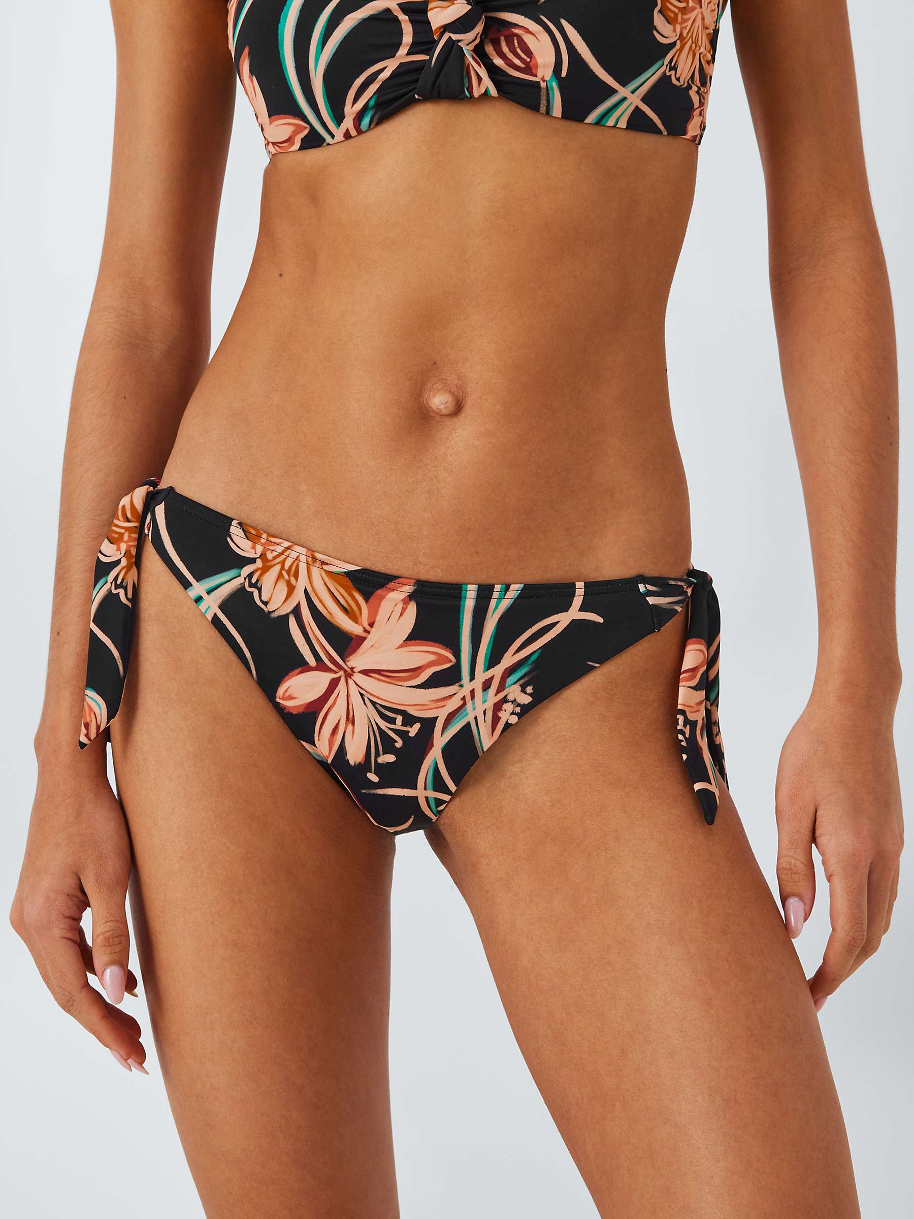 Buy John Lewis Ios Floral Side Tie Bikini Bottoms, Black/Multi Online at johnlewis.com