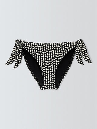 John Lewis Geometric Side Tie Bikini Bottoms, Black/Multi