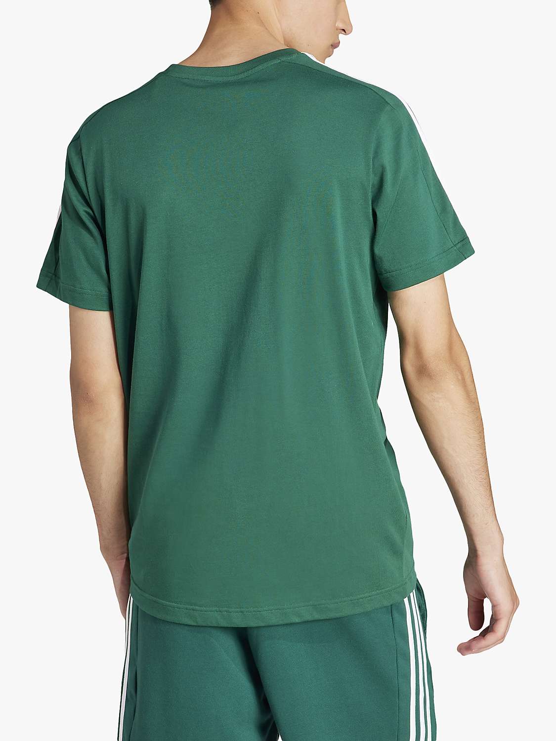 Buy adidas Essentials 3-Stripes Single Jersey T-Shirt, Collegiate Green Online at johnlewis.com