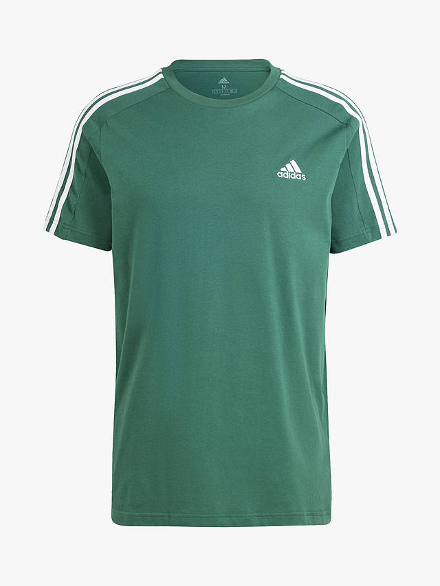 adidas Essentials 3-Stripes Single Jersey T-Shirt, Collegiate Green at ...
