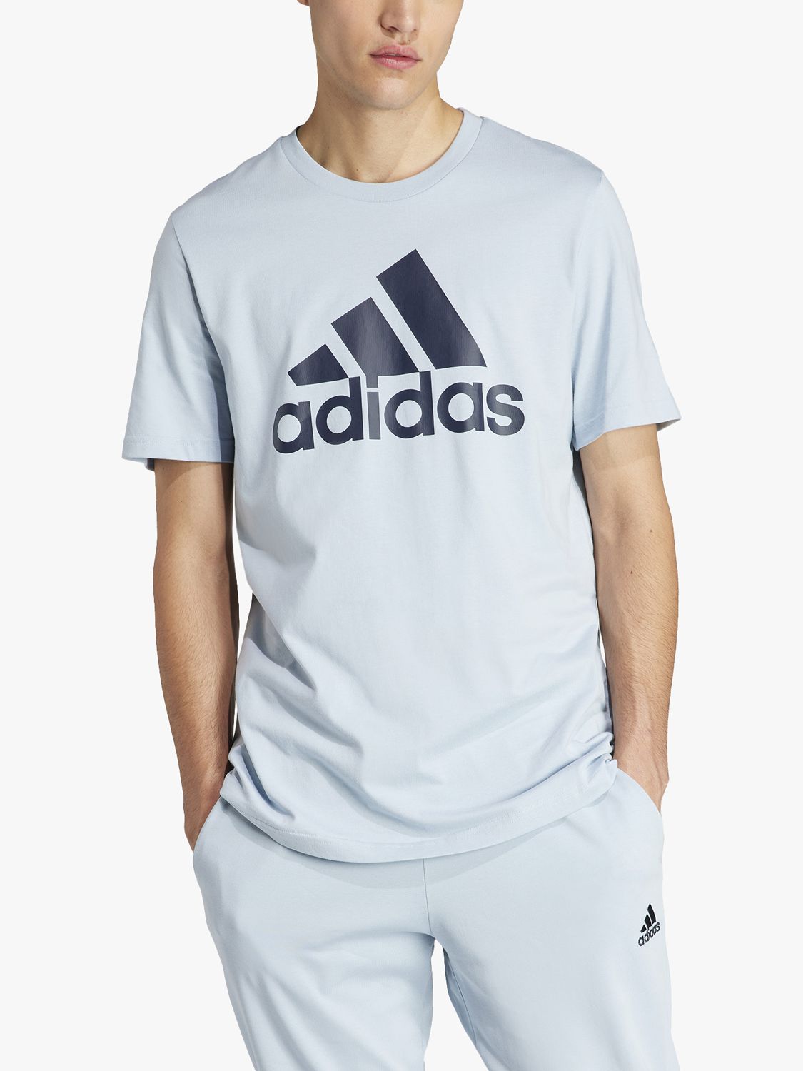 adidas Essentials Single Jersey Logo T-Shirt, Blue, S