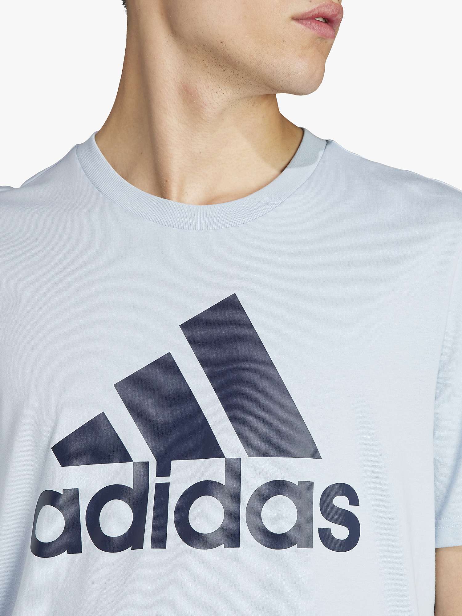 Buy adidas Essentials Single Jersey Logo T-Shirt, Blue Online at johnlewis.com