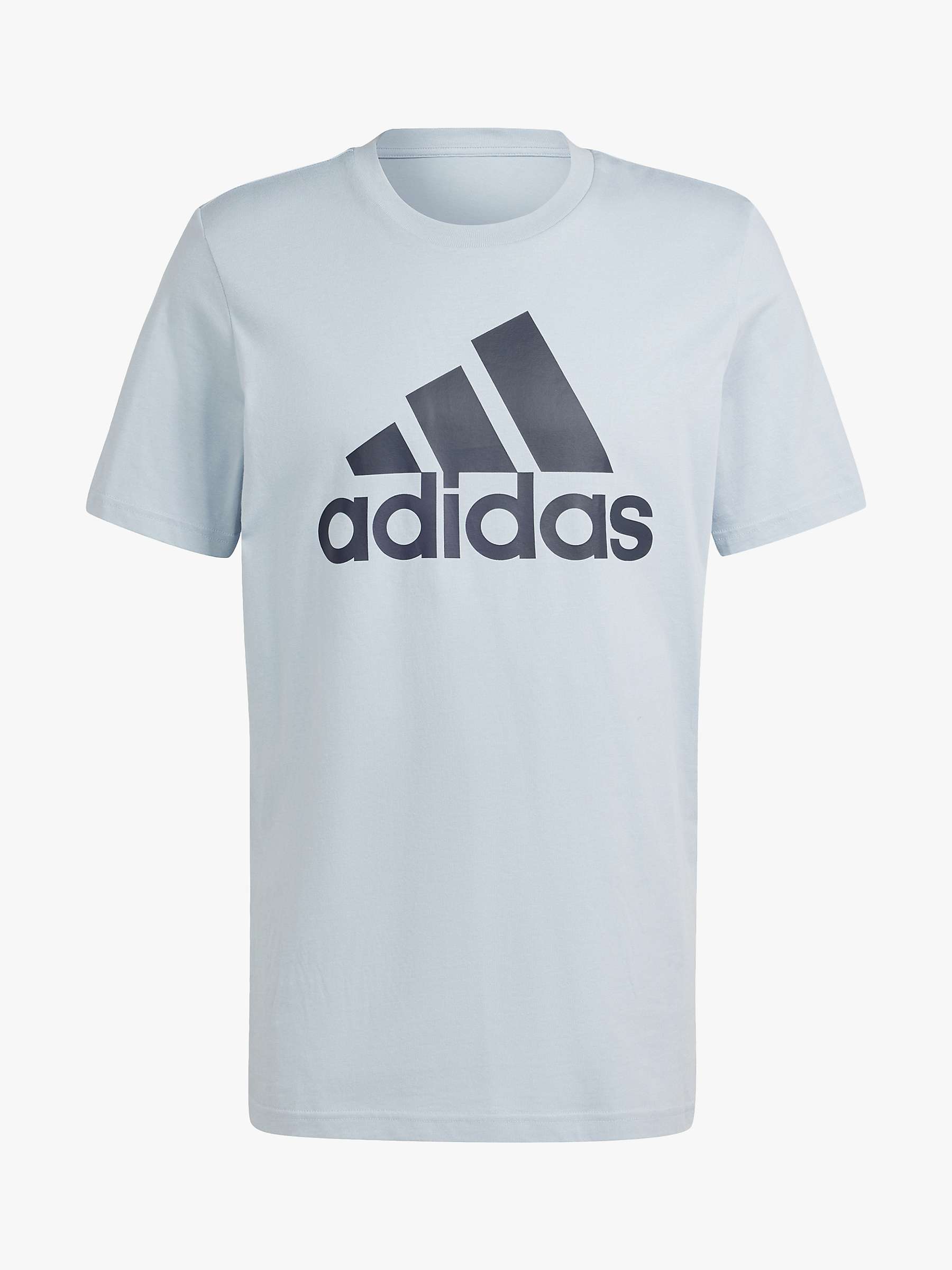Buy adidas Essentials Single Jersey Logo T-Shirt, Blue Online at johnlewis.com