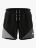 adidas Own The Run Colour Block Zip Running Shorts, Black/Halo Silver