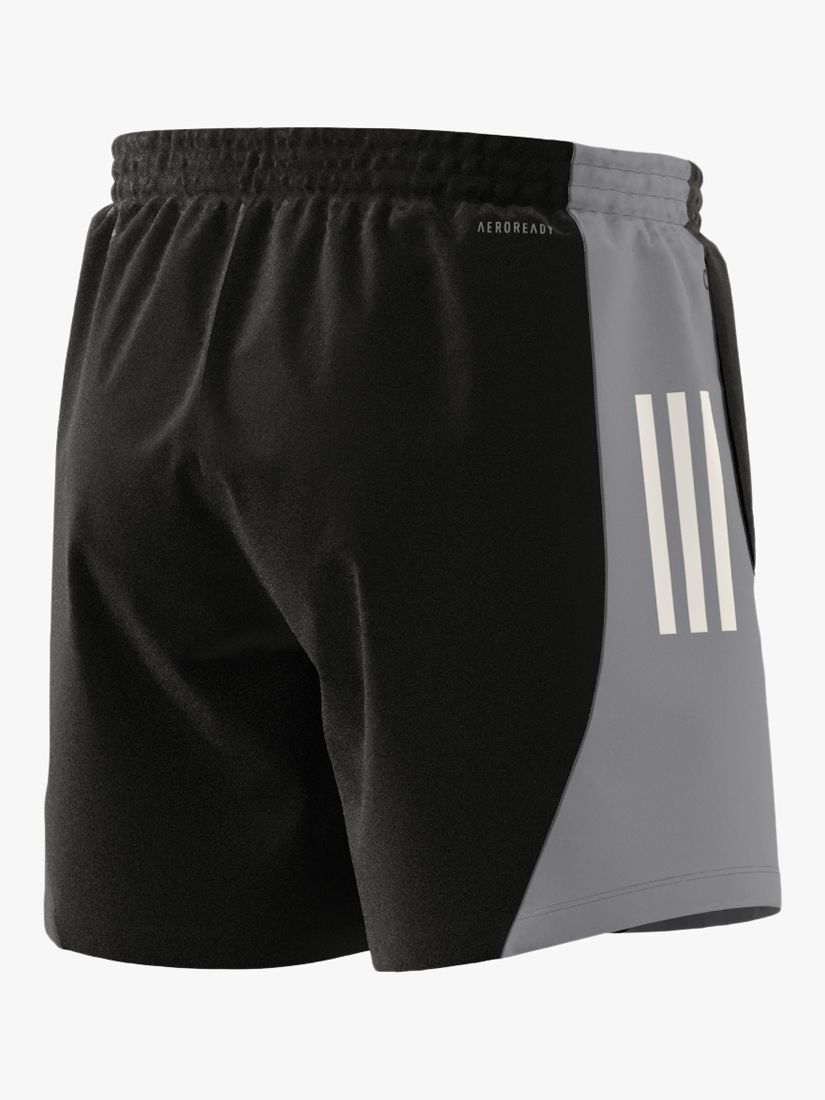 adidas Own The Run Colour Block Zip Running Shorts, Black/Halo Silver, M