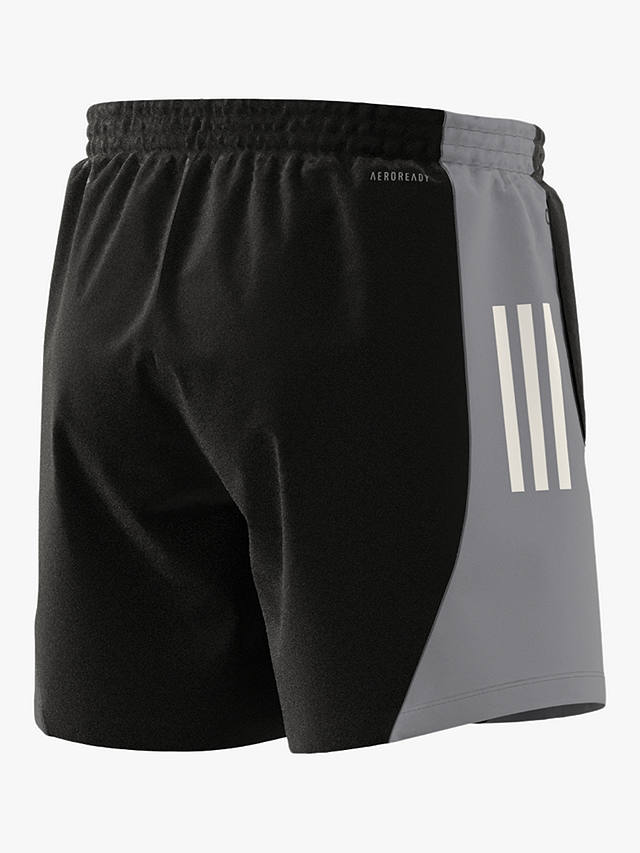 adidas Own The Run Colour Block Zip Running Shorts, Black/Halo Silver