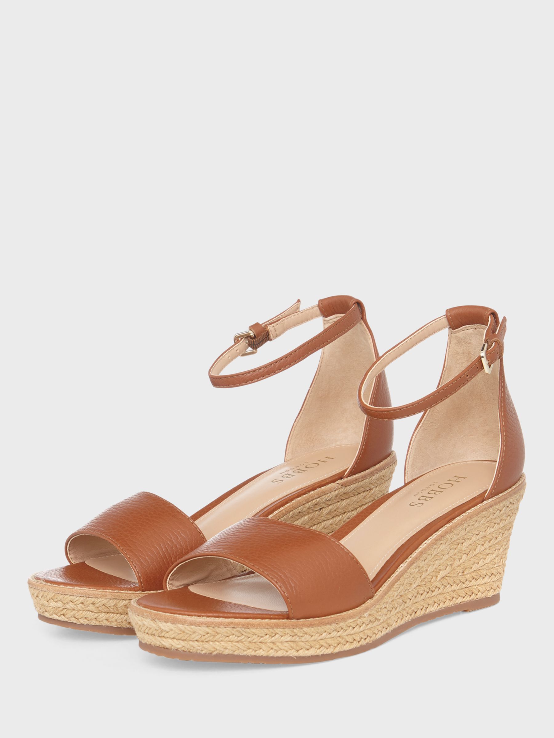 Hobbs Vespa Leather Espadrille Wedge Sandals, Tan Brown at John Lewis ...