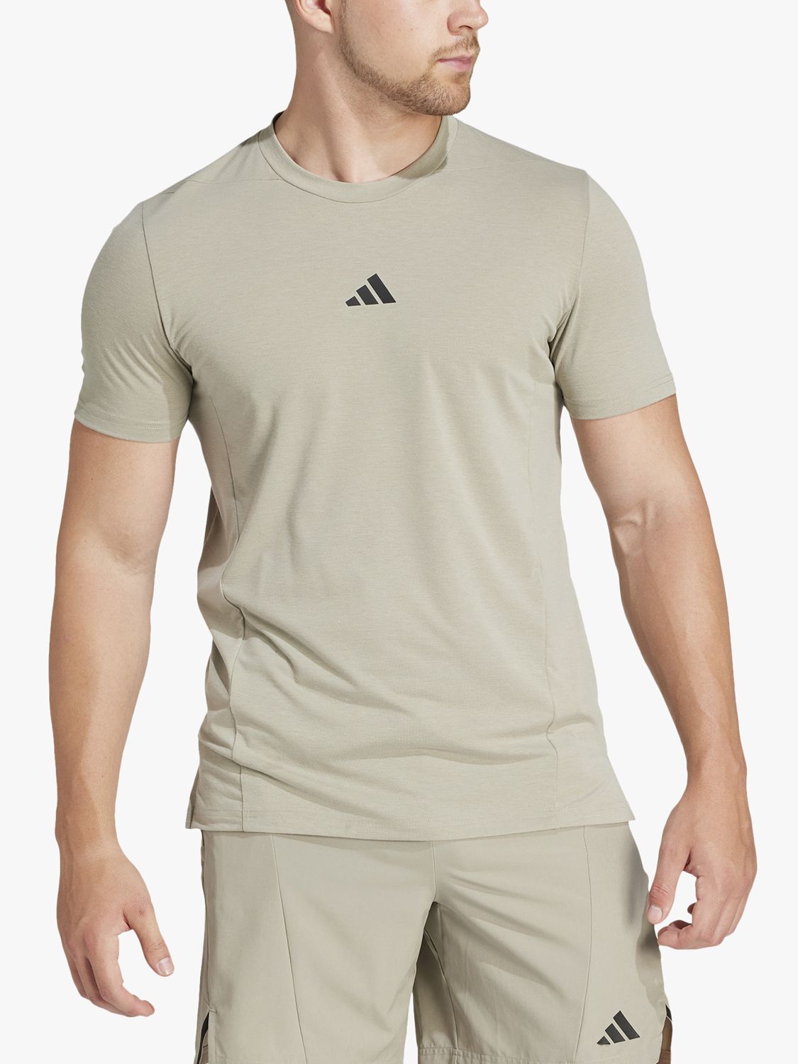 adidas D4T Workout T-Shirt, Silver Pebble, S