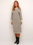 KAFFE Mala Stripe Knit Jumper Dress, Feather Grey