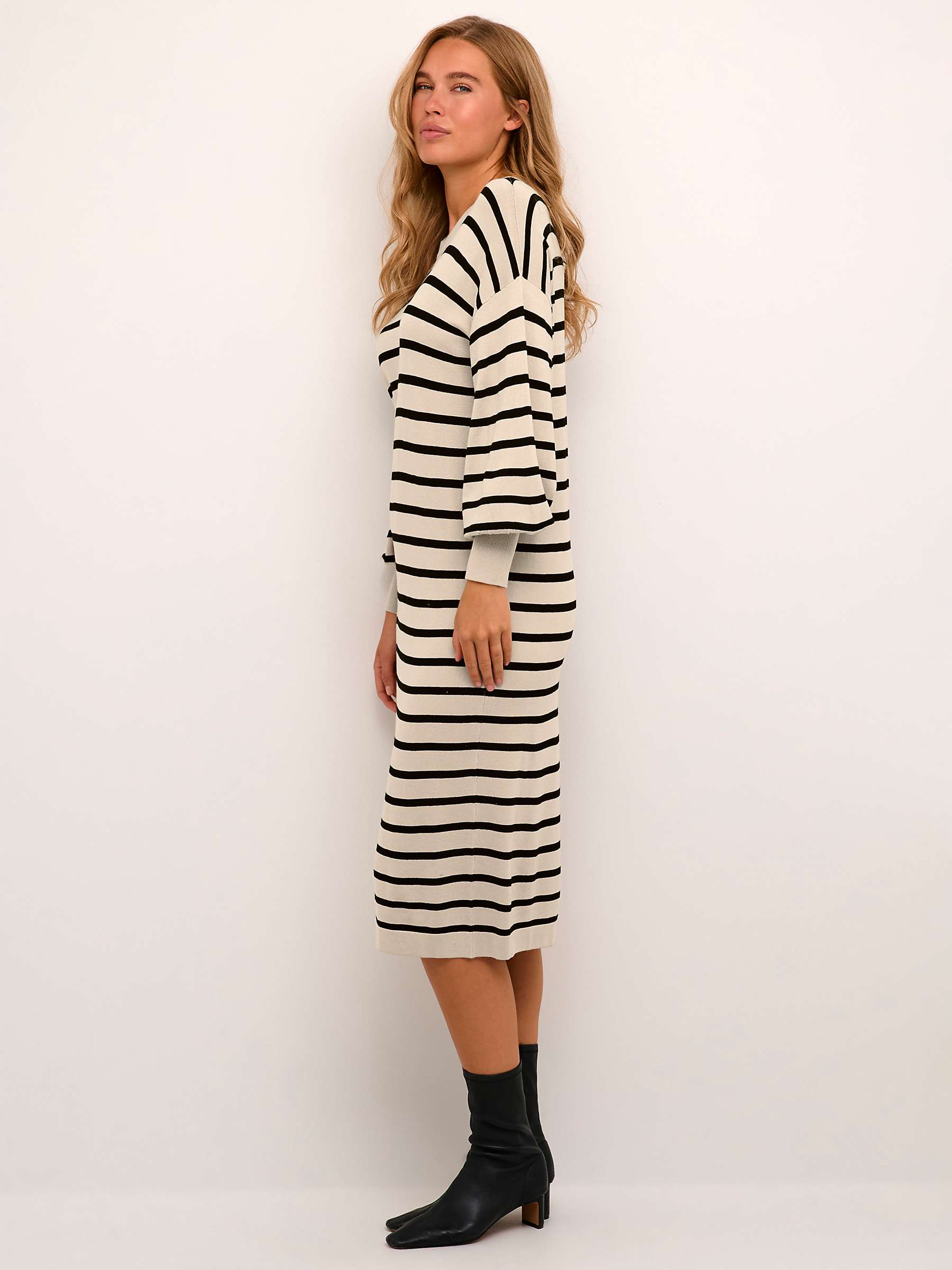 Buy KAFFE Mala Stripe Knit Jumper Dress, Feather Grey Online at johnlewis.com