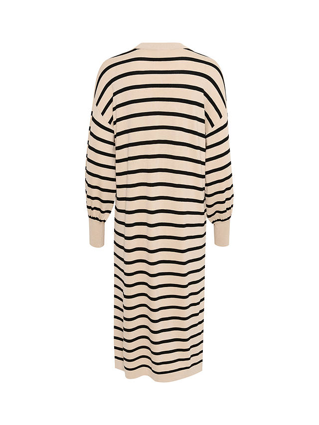 KAFFE Mala Stripe Knit Jumper Dress, Feather Grey