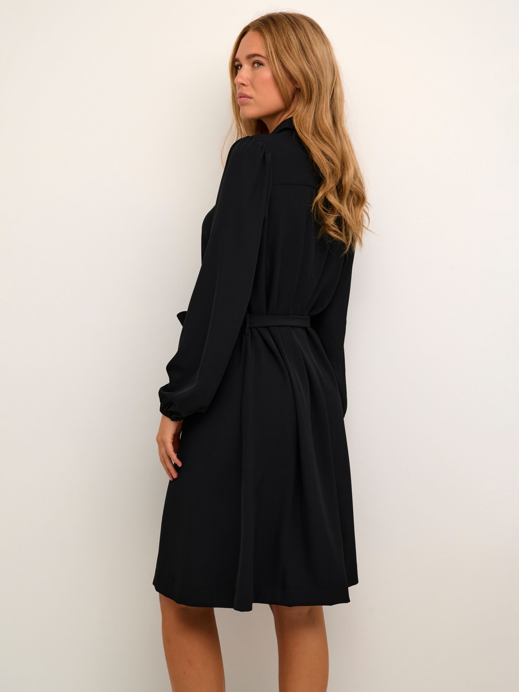 KAFFE Signa Half Zip Neck Collared Dress, Black at John Lewis & Partners