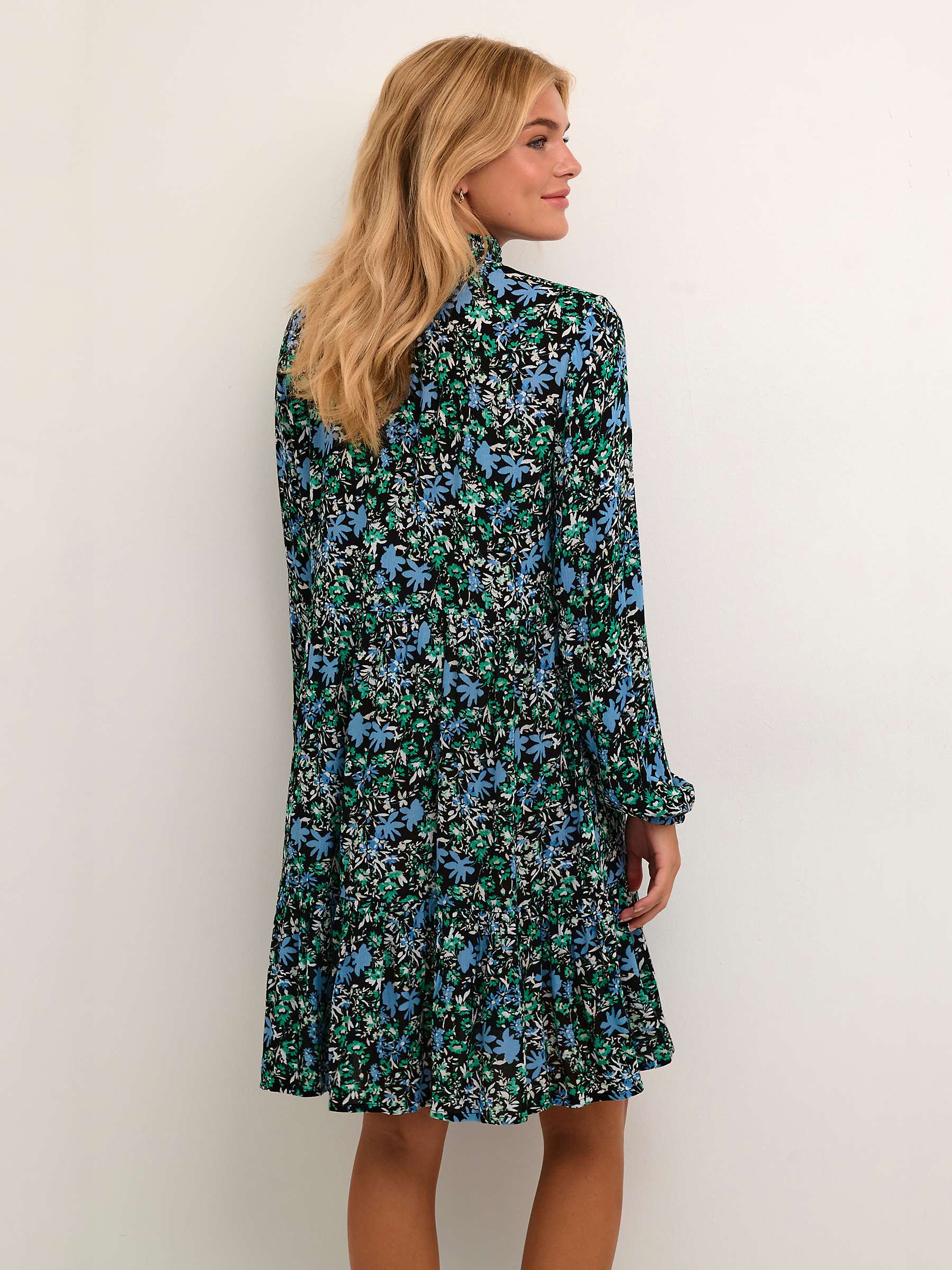 Buy KAFFE Riana Amber Floral Print High Neck Dress, Blue/Multi Online at johnlewis.com