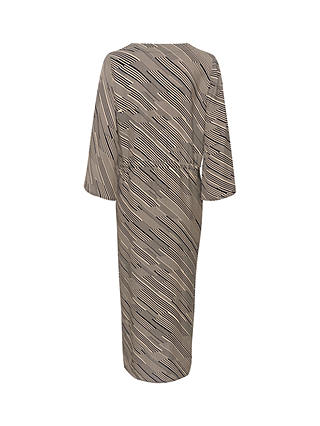 KAFFE Harper Graphic Stripe Midi Shirt Dress, Navy/Beige