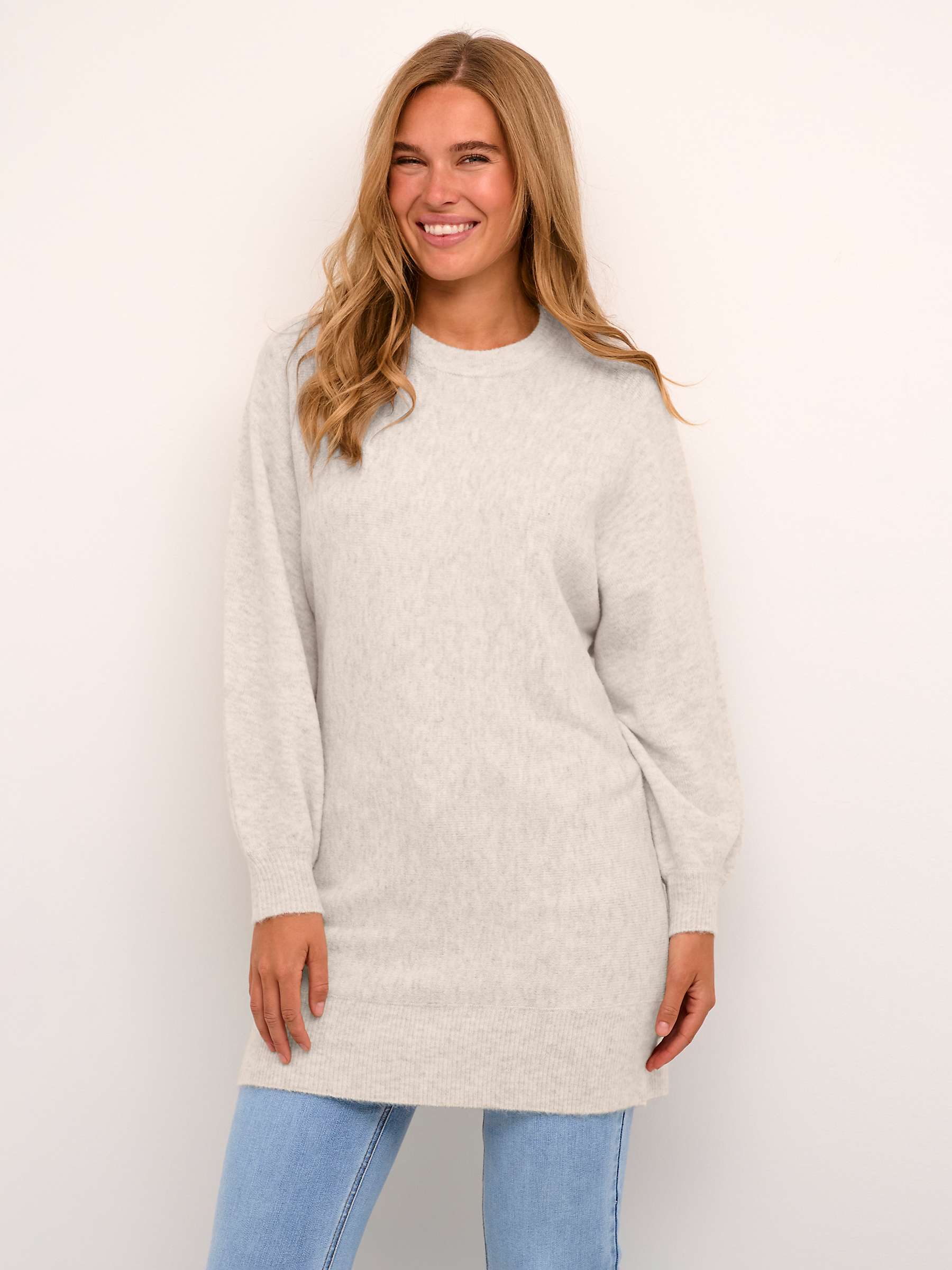 Buy KAFFE Rachel Knitted Long Sleeve Mini Dress, Feather Grey Online at johnlewis.com