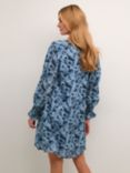 KAFFE Sus Long Sleeve V-Neck Mini Dress, Faded Blue Flower