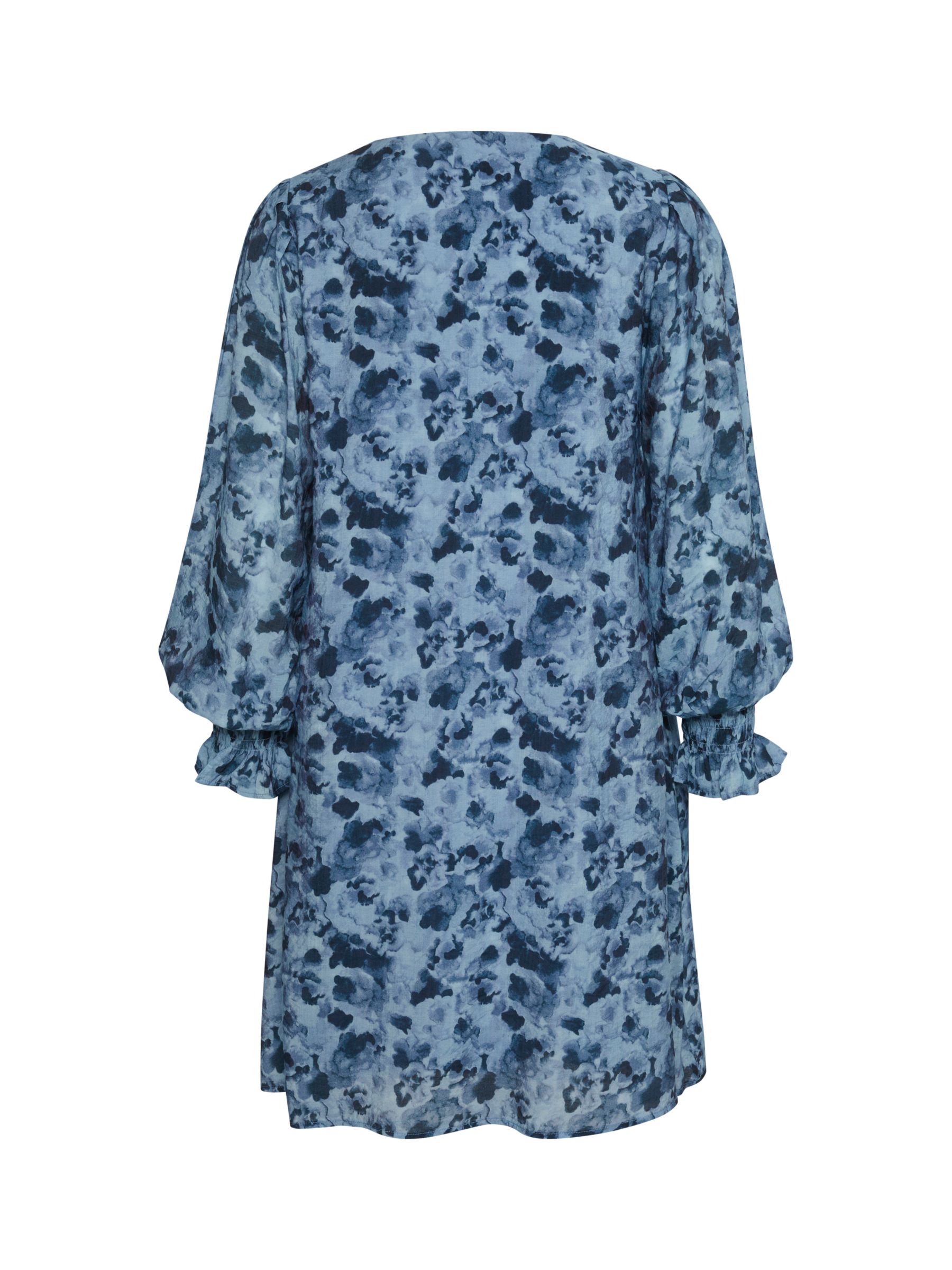 Buy KAFFE Sus Long Sleeve V-Neck Mini Dress, Faded Blue Flower Online at johnlewis.com