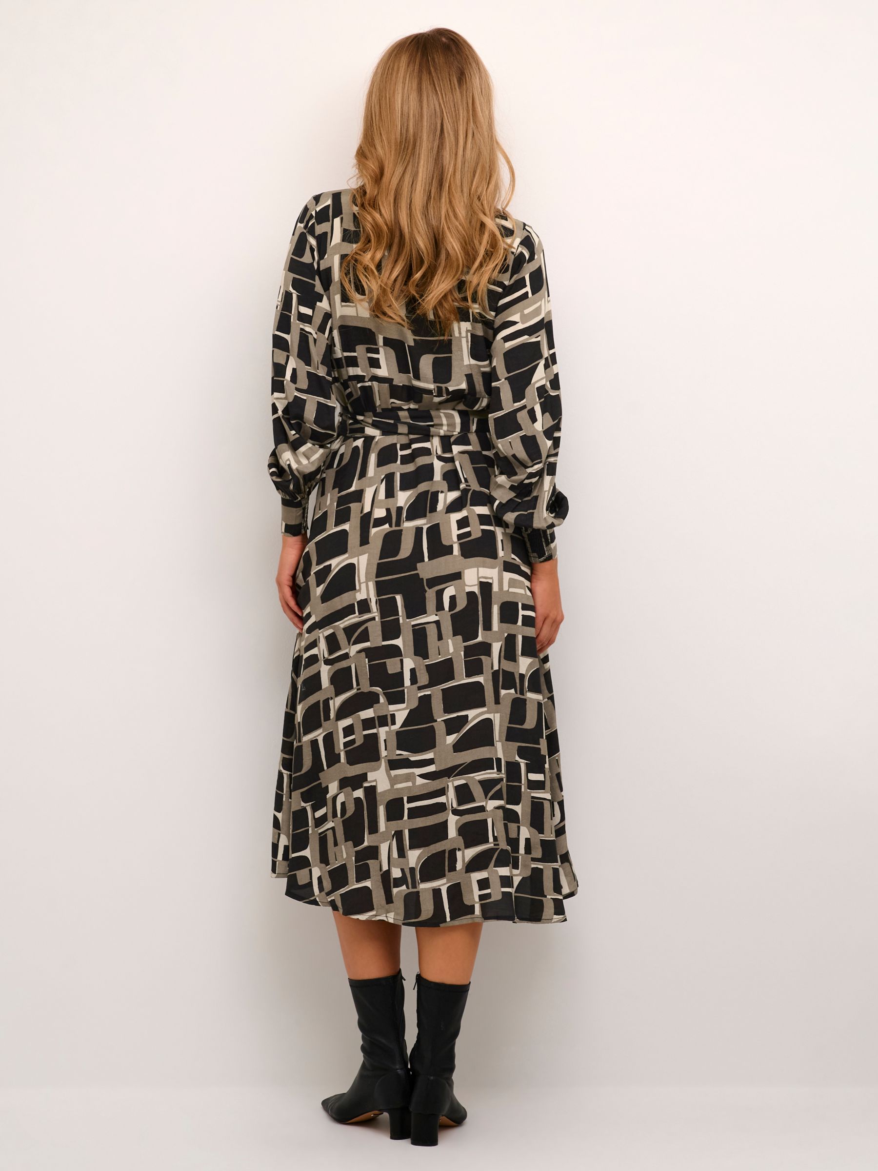 Buy KAFFE Tanya Ecovero Wrap Midi Dress, Black/Beige Online at johnlewis.com