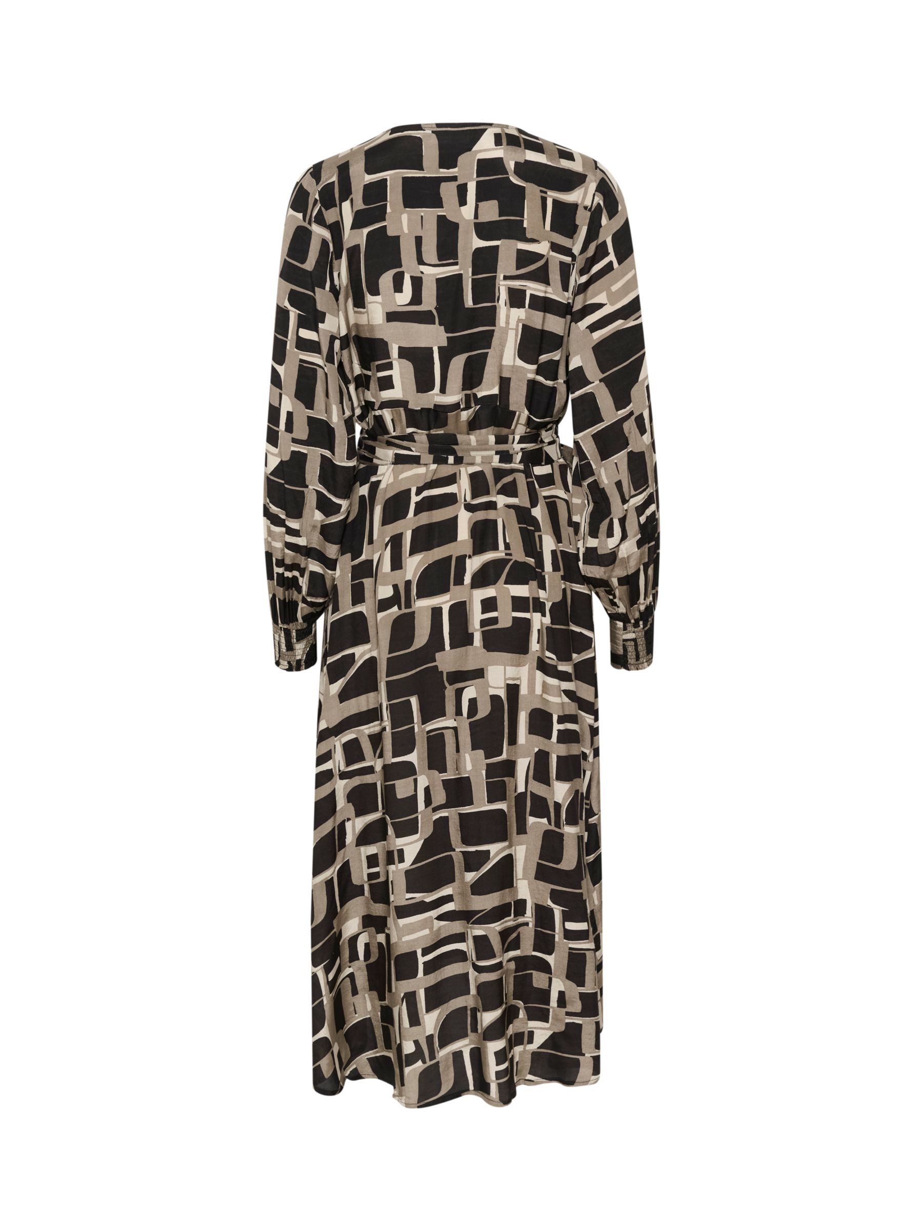 Buy KAFFE Tanya Ecovero Wrap Midi Dress, Black/Beige Online at johnlewis.com