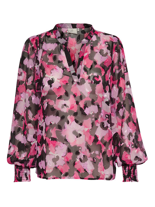 KAFFE Amanda Long Sleeve Chiffon Blouse, Pink Faded Flower
