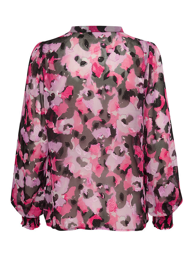 KAFFE Amanda Long Sleeve Chiffon Blouse, Pink Faded Flower