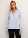 KAFFE Maibritt V-Neck Frill Shirt, Blue/White