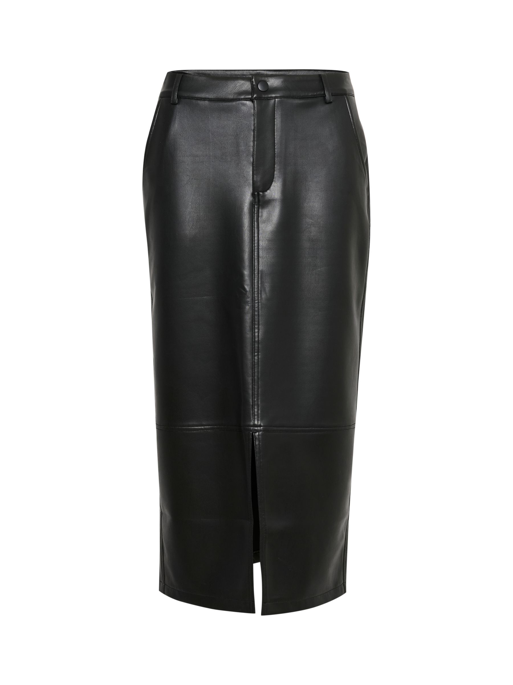 Buy KAFFE Alina Faux Leather Midi Skirt, Black Deep Online at johnlewis.com