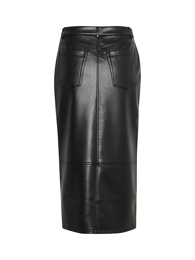 KAFFE Alina Faux Leather Midi Skirt, Black Deep