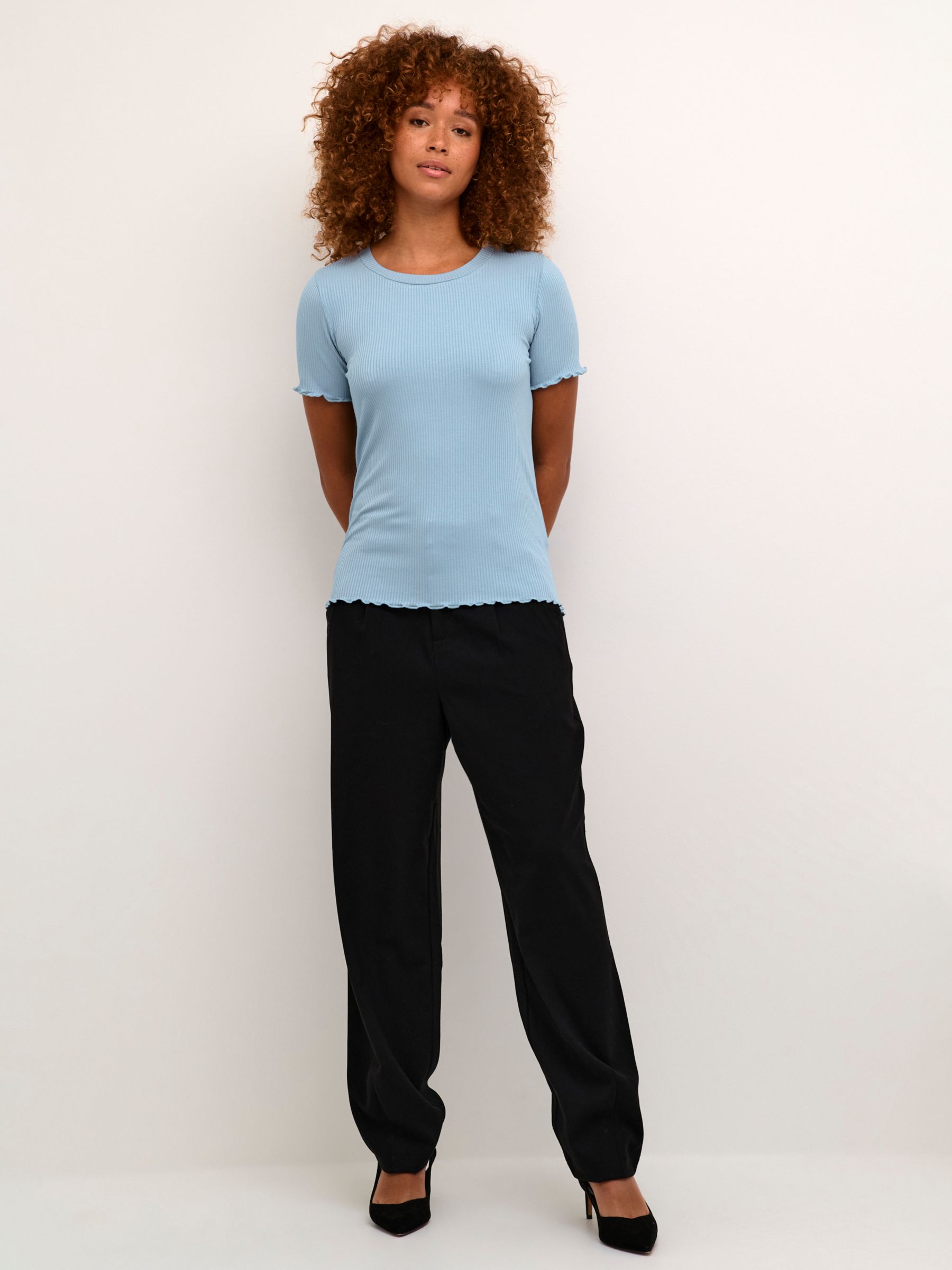 Buy KAFFE Drew Short Sleeve Rib Knit T-Shirt Online at johnlewis.com
