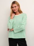 KAFFE Winny Long Sleeve Stripe T-Shirt, Antique White/Green