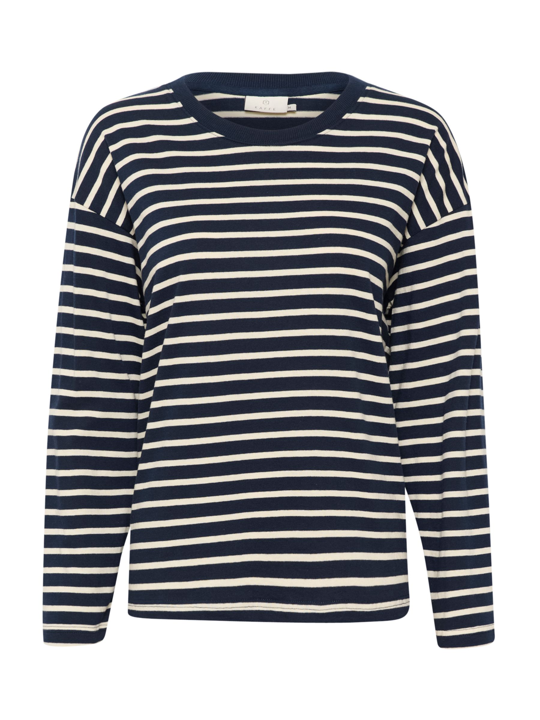 KAFFE Winny Long Sleeve Stripe T-Shirt, Midnight/Antique White at John ...