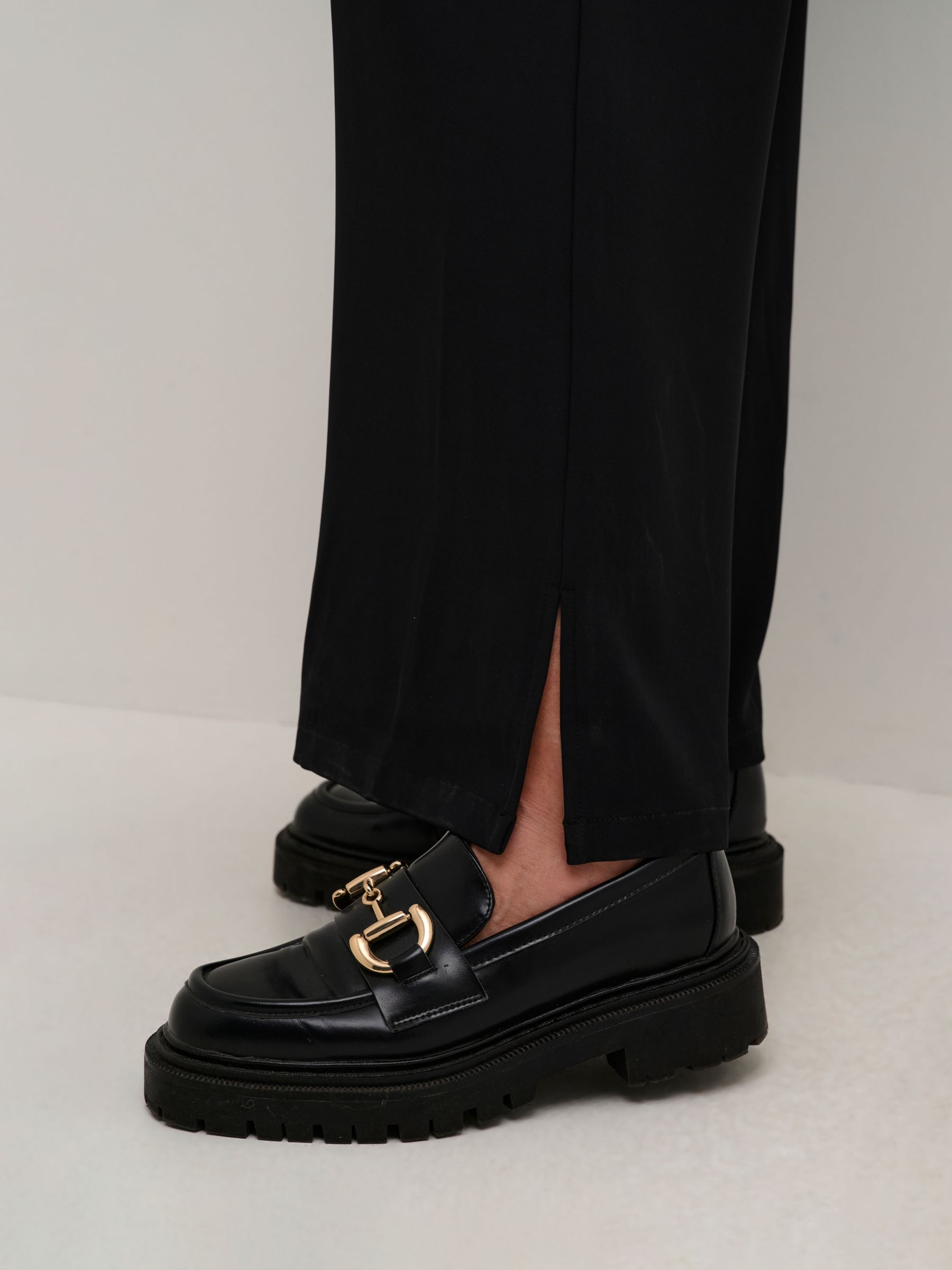 KAFFE Signa Wide Leg Trousers, Black at John Lewis & Partners
