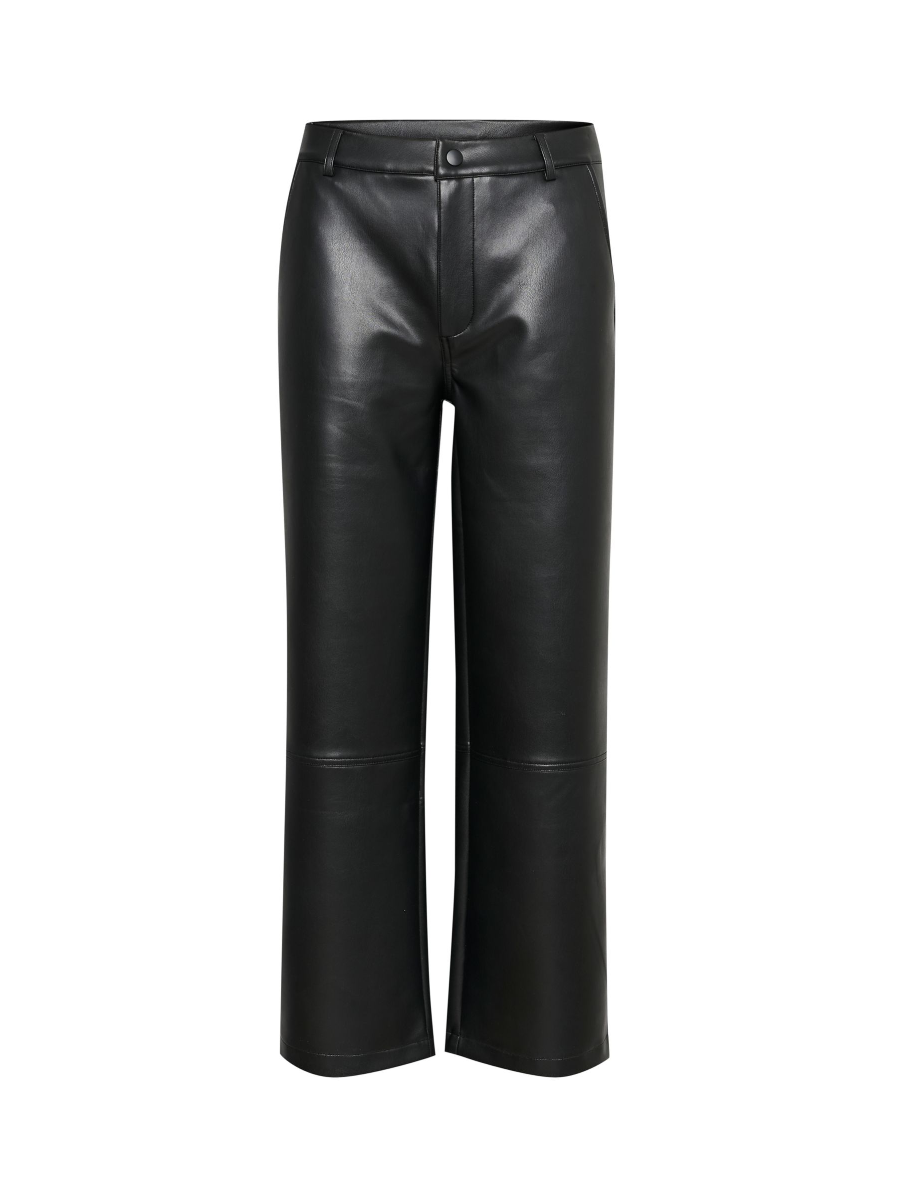 Buy KAFFE Alina Cropped Faux Leather Trousers, Black Deep Online at johnlewis.com
