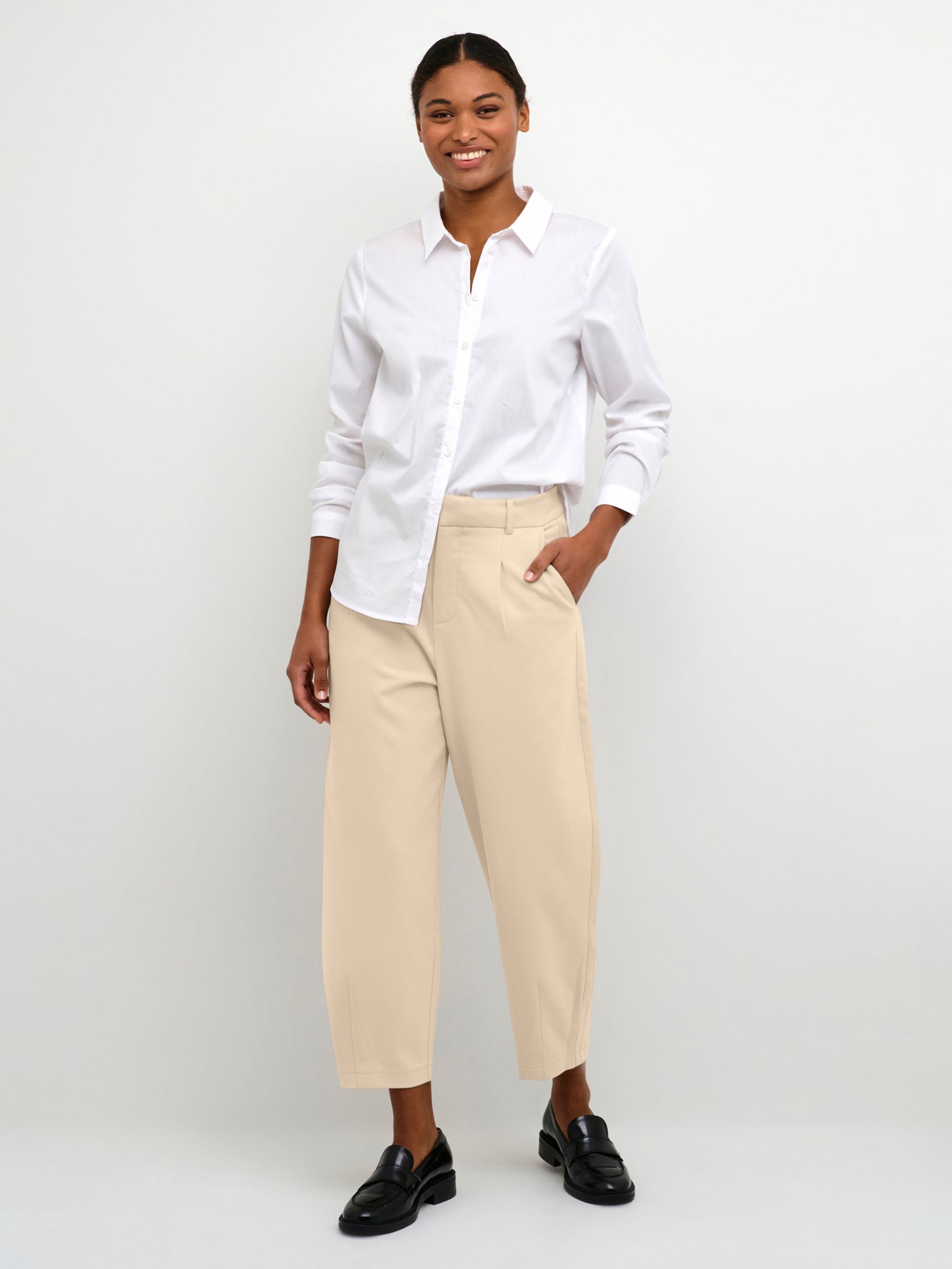 KAFFE Merle Cropped Suit Trousers, Feather Gray at John Lewis & Partners