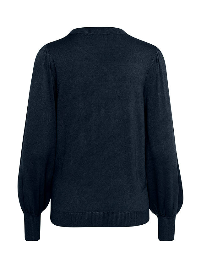 KAFFE Lizza Round Neck Light Knit Jumper, Midnight Marine