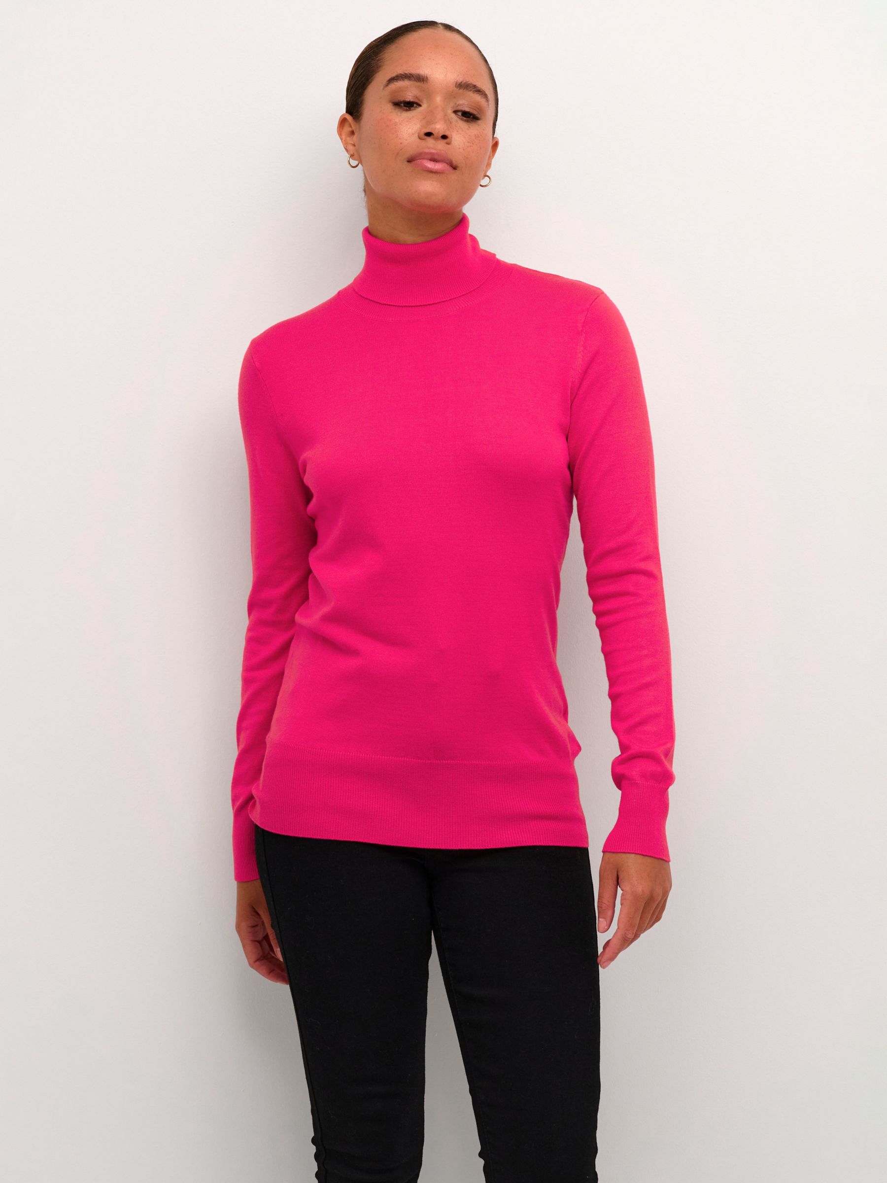 KAFFE Astrid Roll Neck Jumper, Virtual Pink at John Lewis & Partners