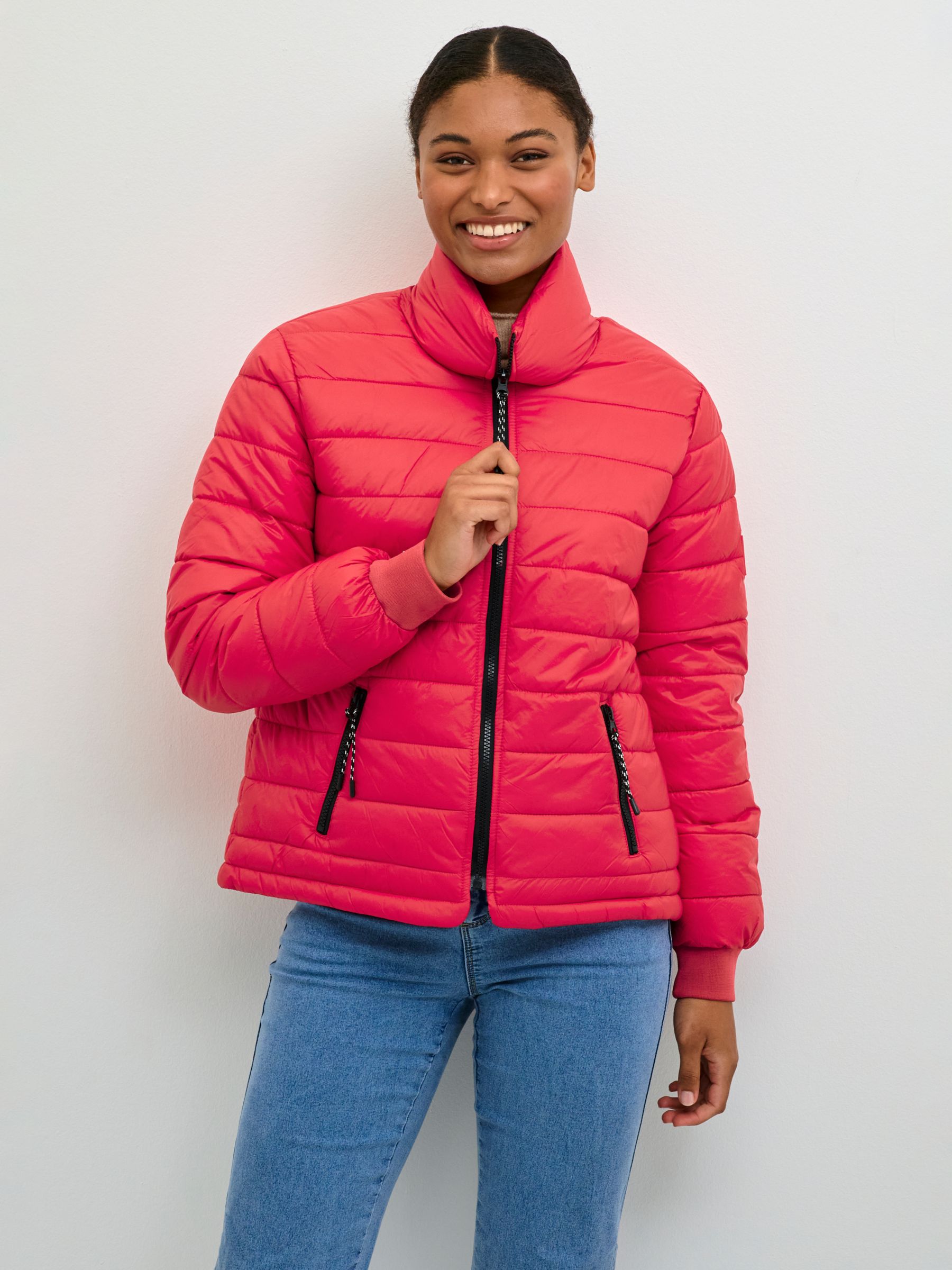KAFFE Lira Zipped Puffer Jacket, Virtual Pink at John Lewis & Partners