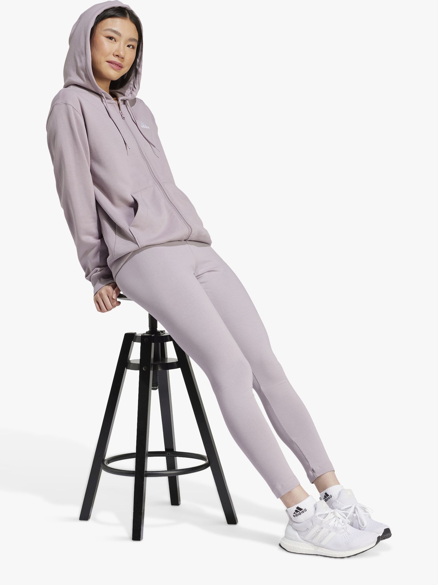 Buy adidas Essentials Linear Full-Zip French Terry Zip Hoodie Women  Lightgrey, White online