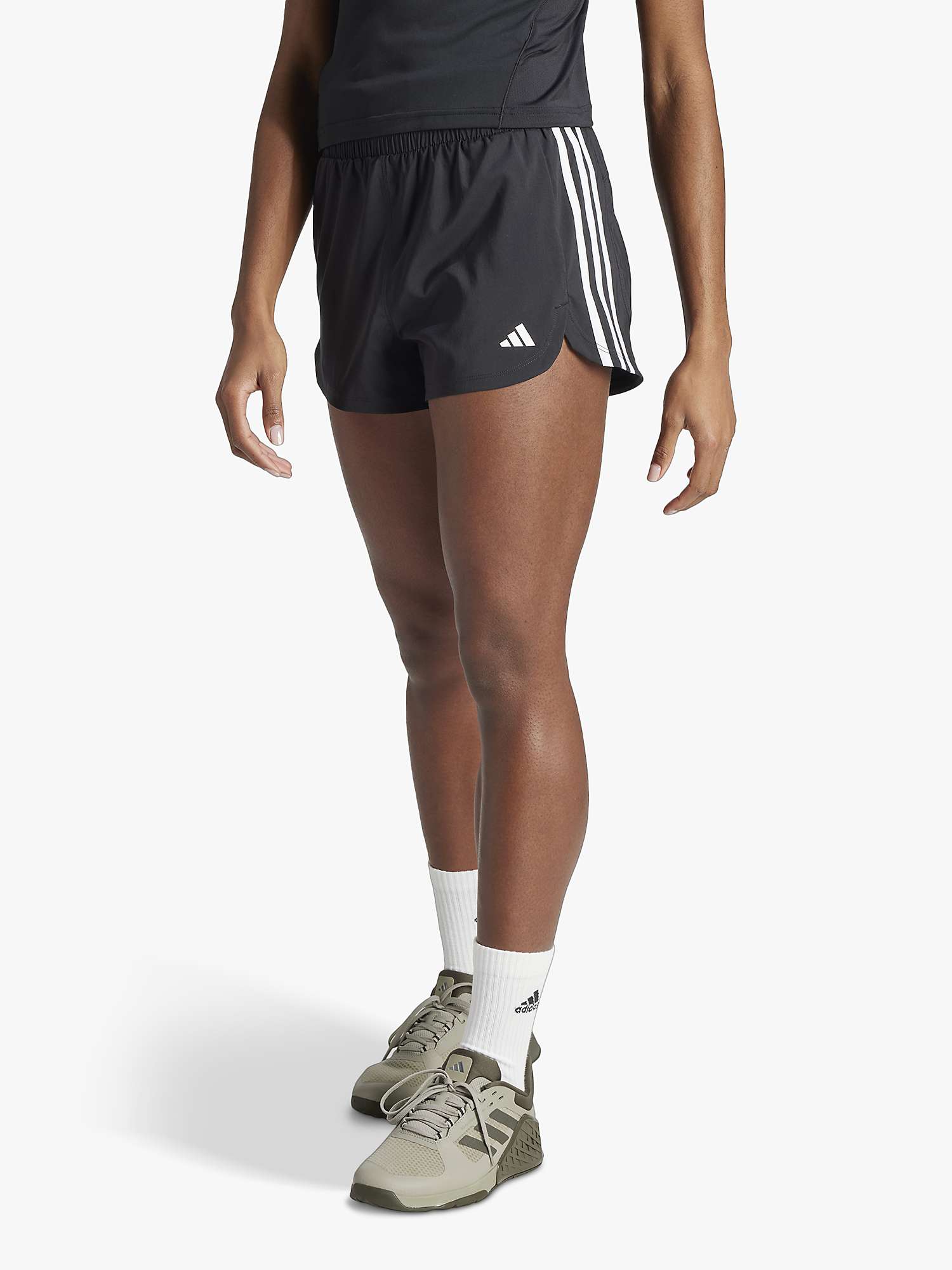 Buy adidas Women's Pacer High Rise 3 Stripes Shorts, Black/White Online at johnlewis.com