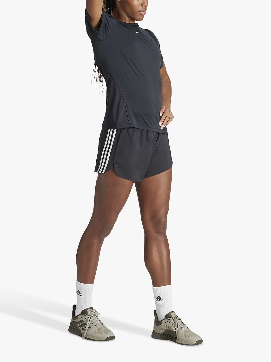 Buy adidas Women's Pacer High Rise 3 Stripes Shorts, Black/White Online at johnlewis.com
