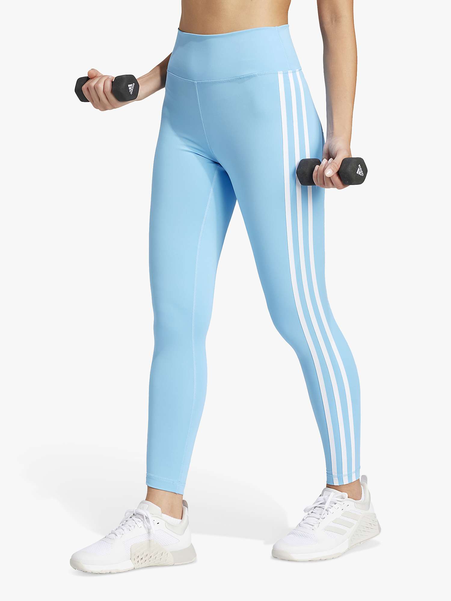 Buy adidas Train Essentials 3-Stripes High Waisted 7/8 Leggings, Semi Blue Burst Online at johnlewis.com