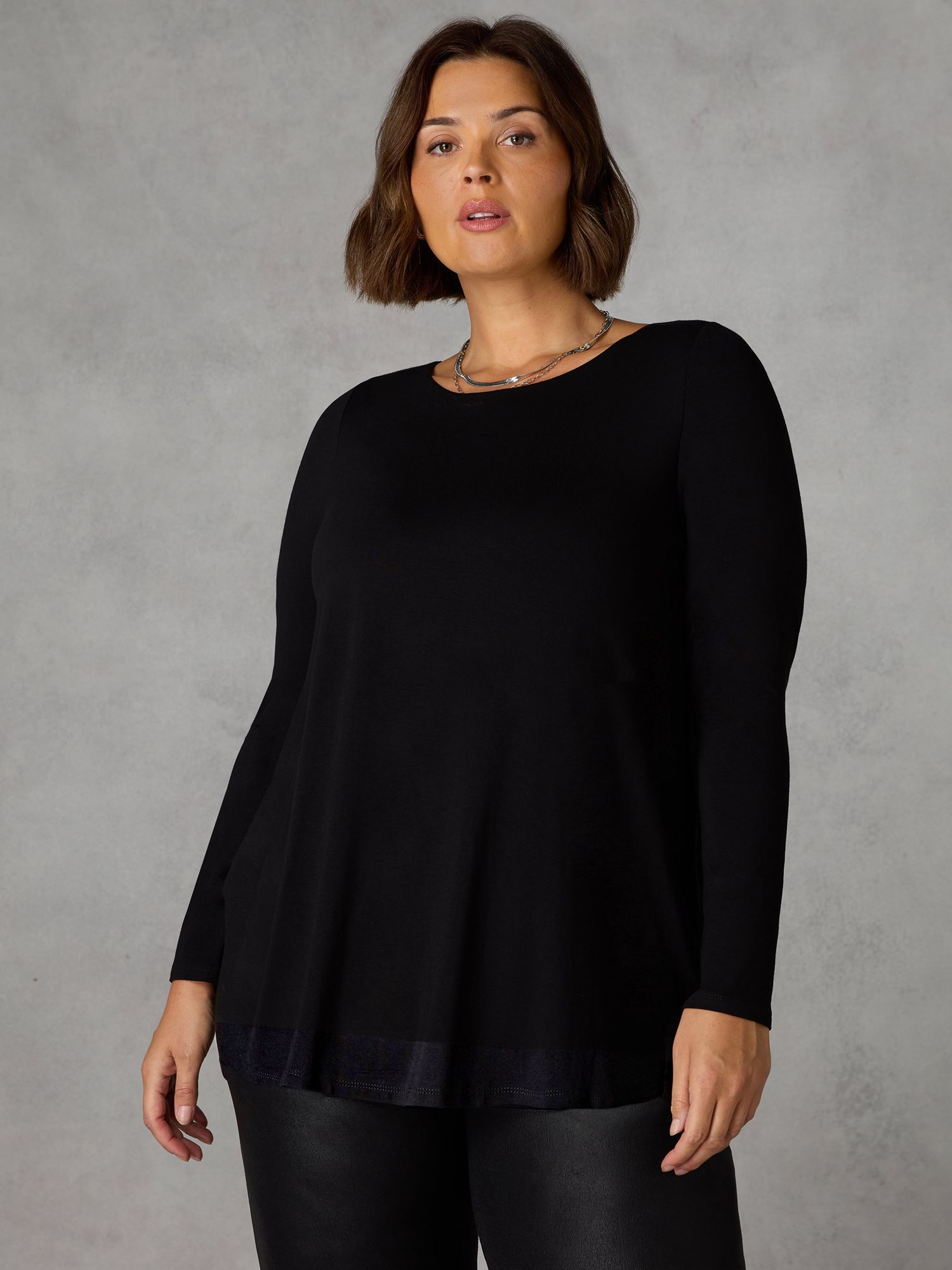 Live Unlimited Curve Jersey Overlay Tunic, Black at John Lewis & Partners
