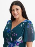 Scarlett & Jo Isabelle Angel Sleeve Maxi Dress, Teal/Multi