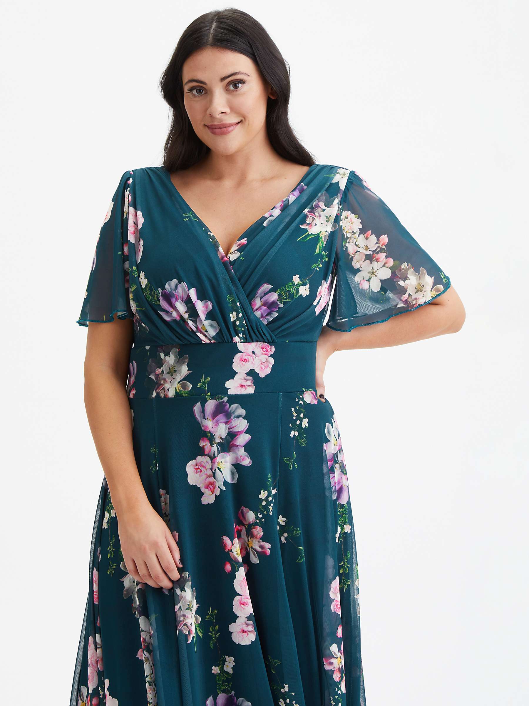Buy Scarlett & Jo Isabelle Float Sleeve Maxi Dress, Teal/Multi Online at johnlewis.com