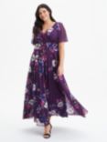 Scarlett & Jo Isabelle Angel Sleeve Maxi Dress, Purple/Multi
