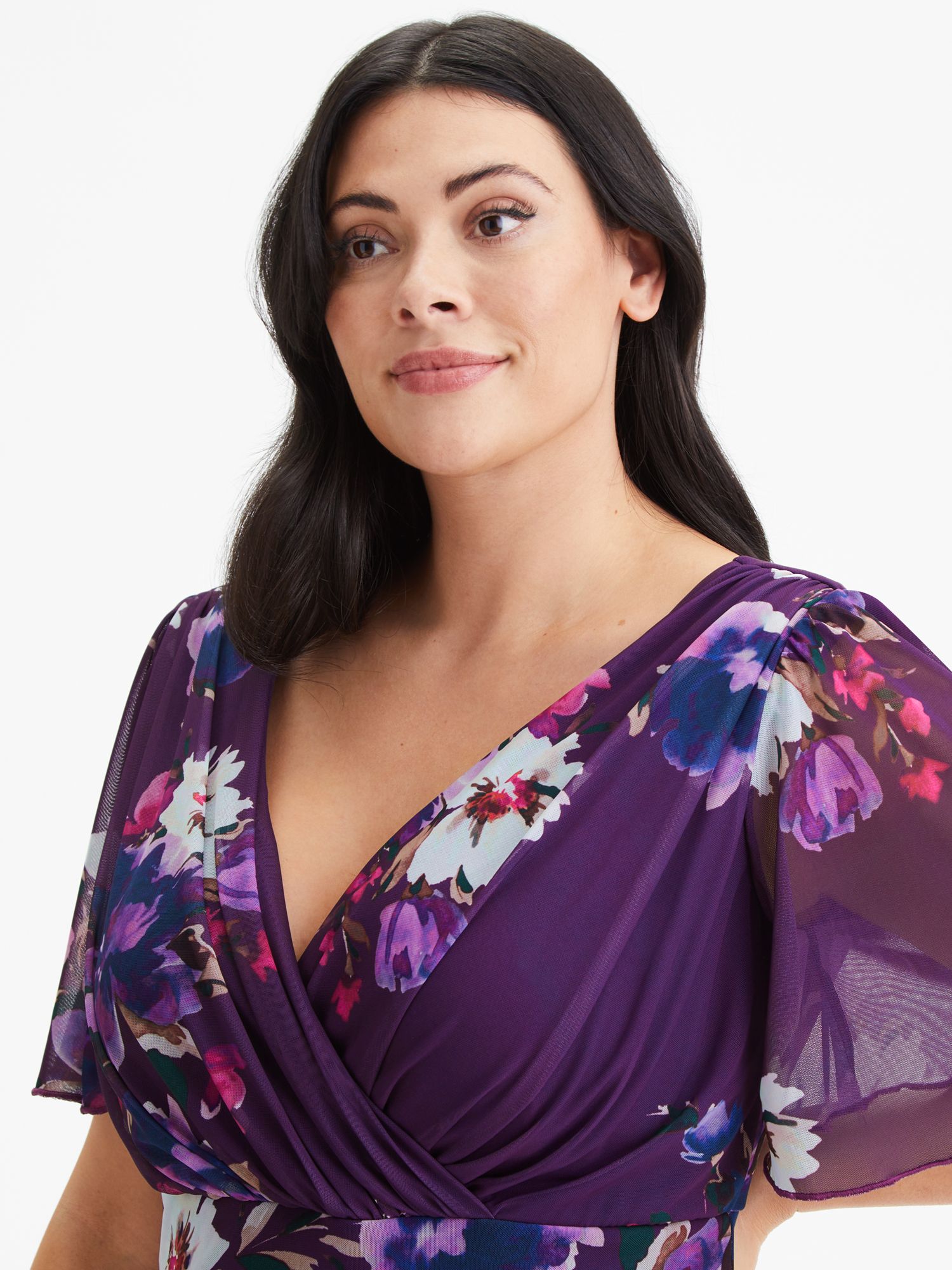 Buy Scarlett & Jo Isabelle Angel Sleeve Maxi Dress, Purple/Multi Online at johnlewis.com