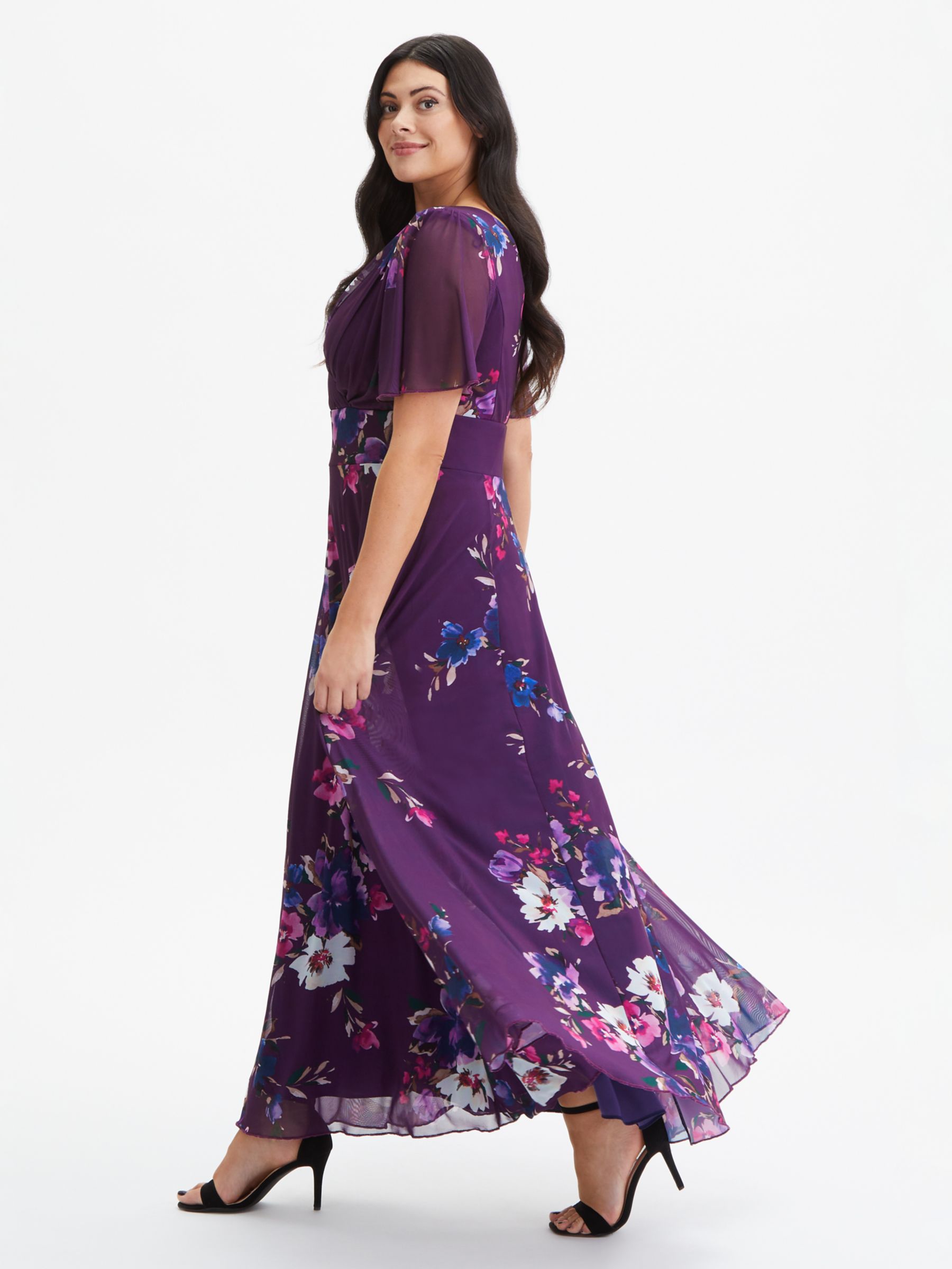 Buy Scarlett & Jo Isabelle Angel Sleeve Maxi Dress, Purple/Multi Online at johnlewis.com