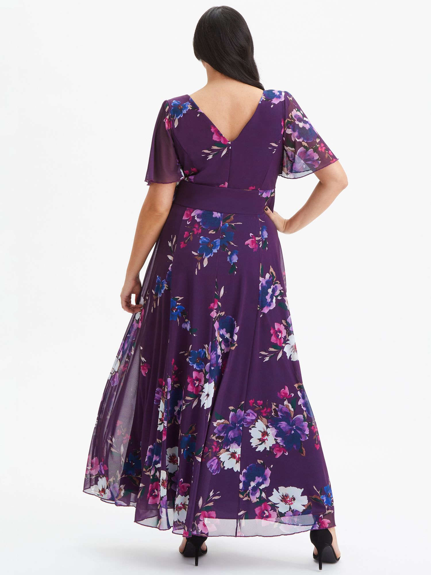 Buy Scarlett & Jo Isabelle Angel Sleeve Maxi Dress, Purple/Multi Online at johnlewis.com