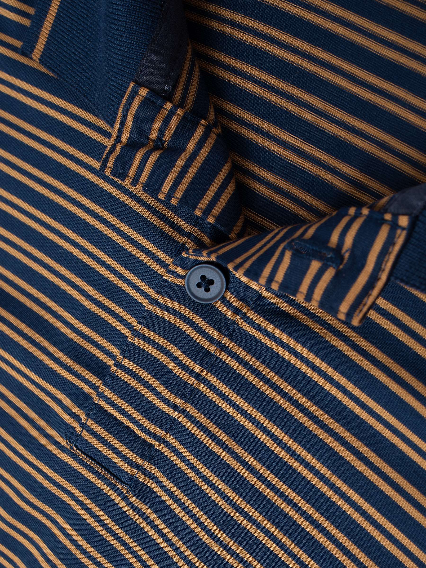 Rohan Shoreline Long Sleeve Stripe Polo Shirt, French Blue/Ochre at ...