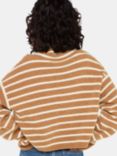 Whistles Stripe Rib Funnel Neck Wool Blend Jumper, Cream/Multi